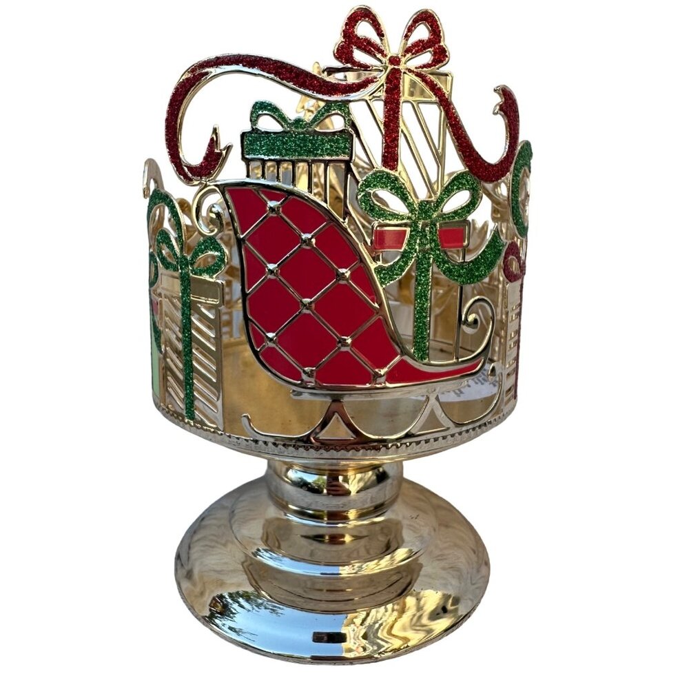 Bath And Body Works Christmas 3 Wick Candle Holder Pedestal (NEW)